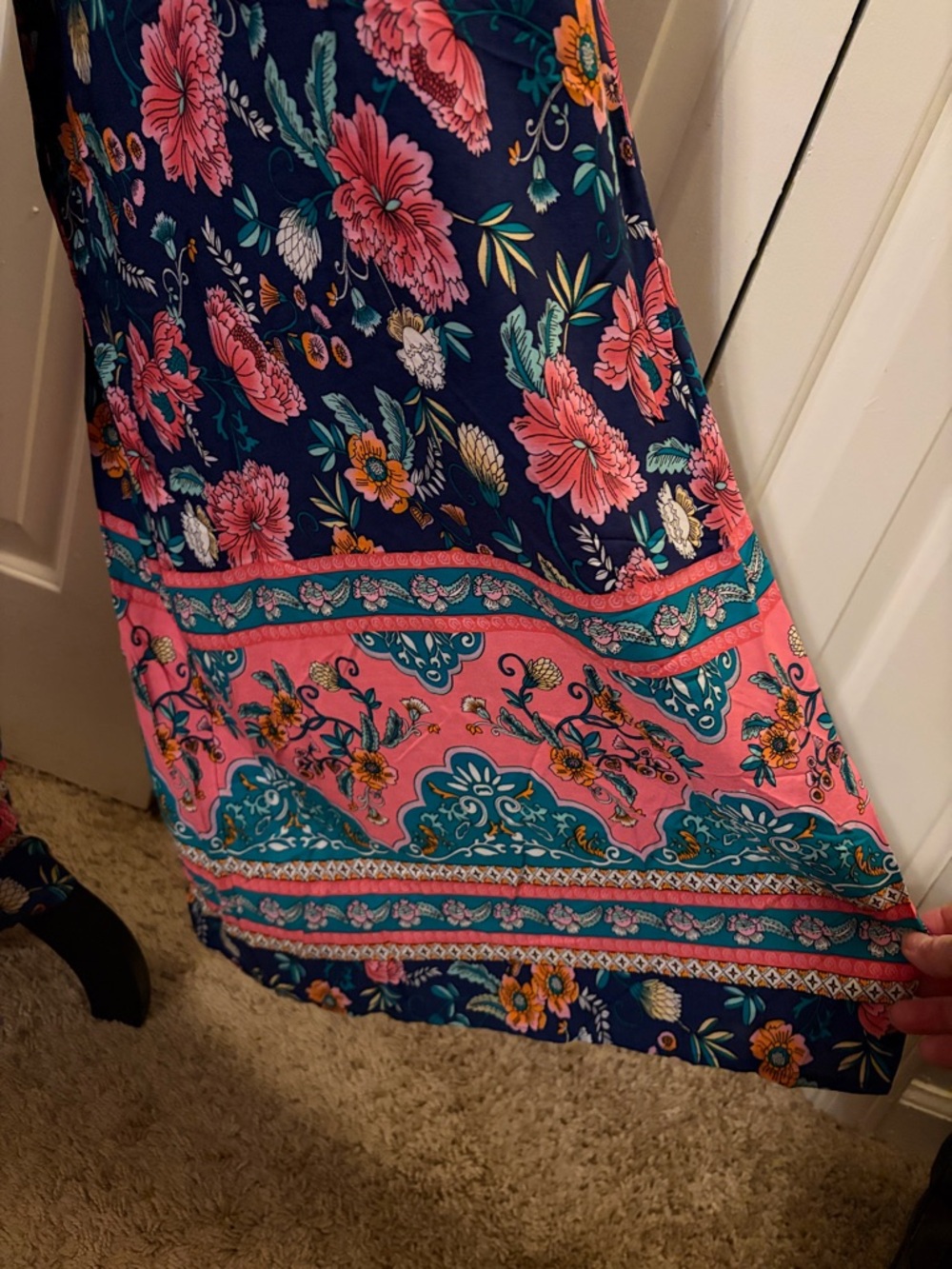 Strapless Floral Cutout Jumpsuit - Navy & Pink - Picture 5 of 8